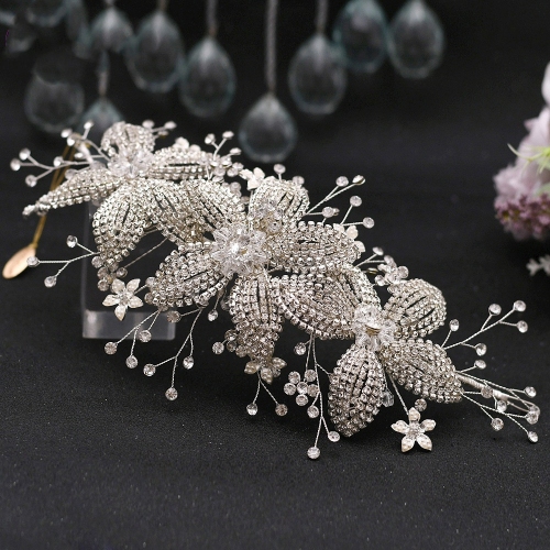 Flower Rhinestone Bridal Hair Band - Image 2